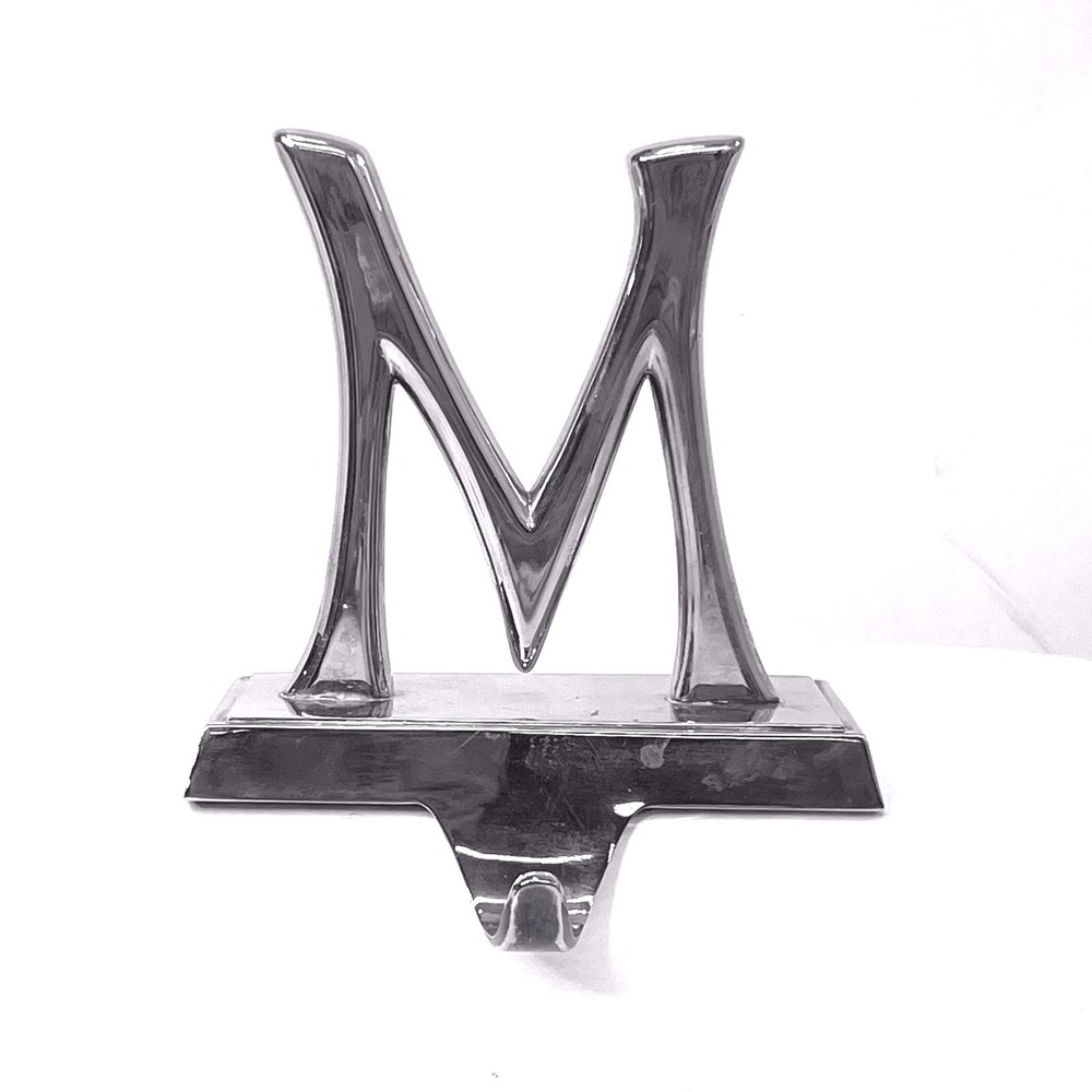 Pottery Barn Silver Letter M Christmas Stocking Holder Weighted Mantel Hook